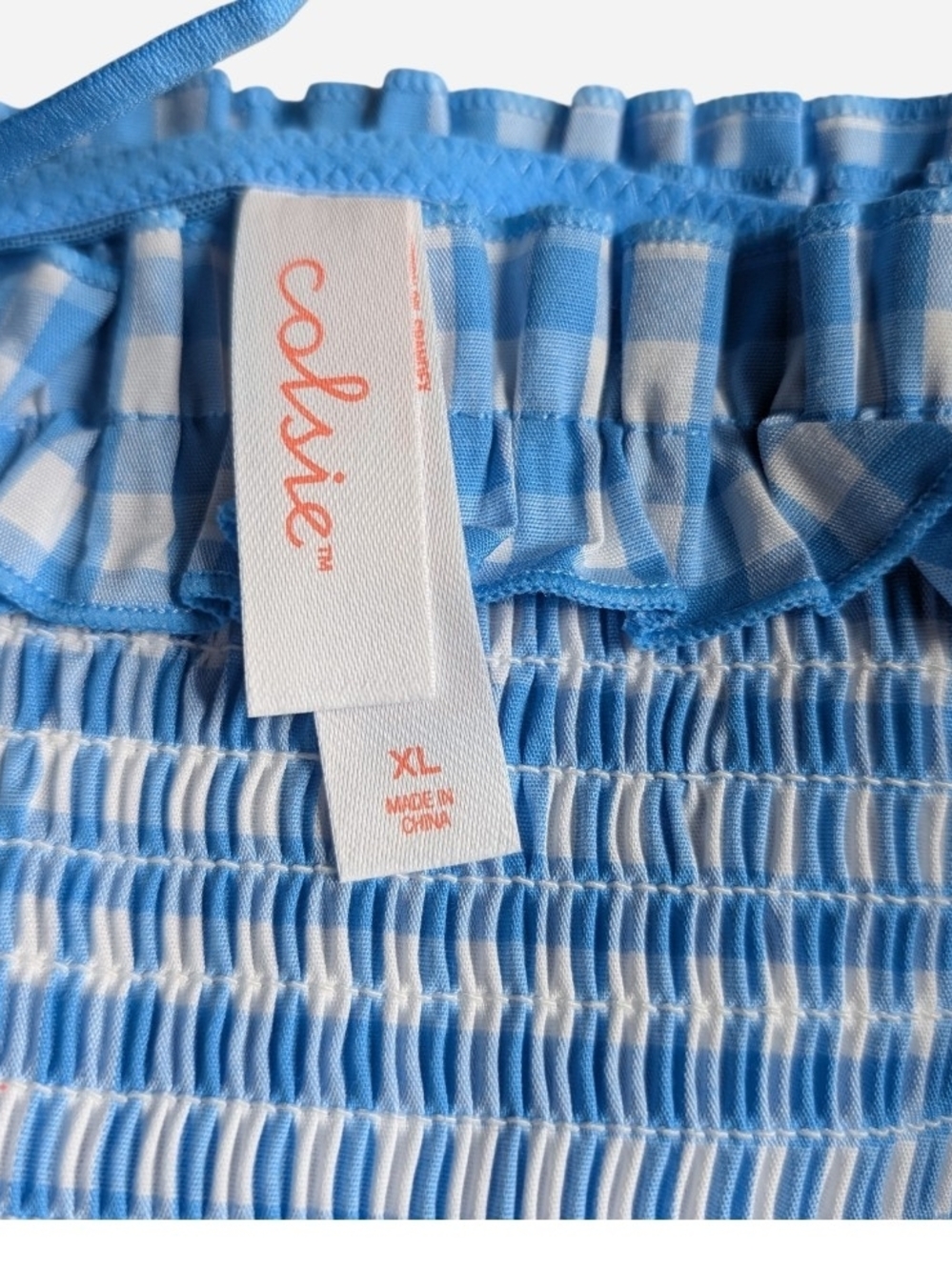 Colsie Blue Smocked Ruffle Crop Top - Picture 6 of 6